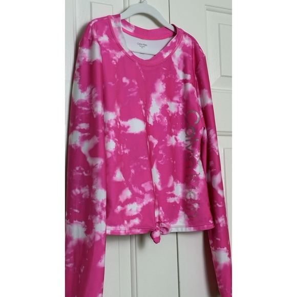 Calvin Klein Other - Girls XL Pink Tie-Dye Uv Protectant Swim Top Calvin Klein Surf Rash Guard
